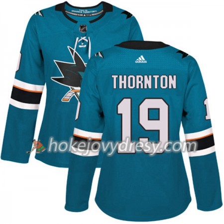 Dámské Hokejový Dres San Jose Sharks Joe Thornton 19 Adidas 2017-2018 Teal Authentic